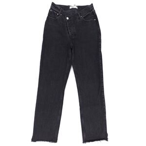 ABERCROMBIE Dad High Rise Raw Hem Crossover Jeans Clean Girl Minimal Y2k Black
